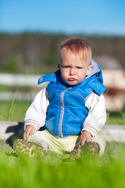 Portrait of cute angry little boy — Stock Photo, Image