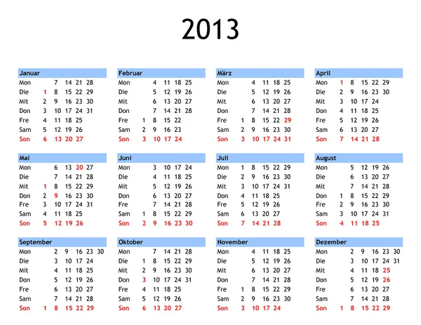 Year 2013 calendar — Stock Photo, Image