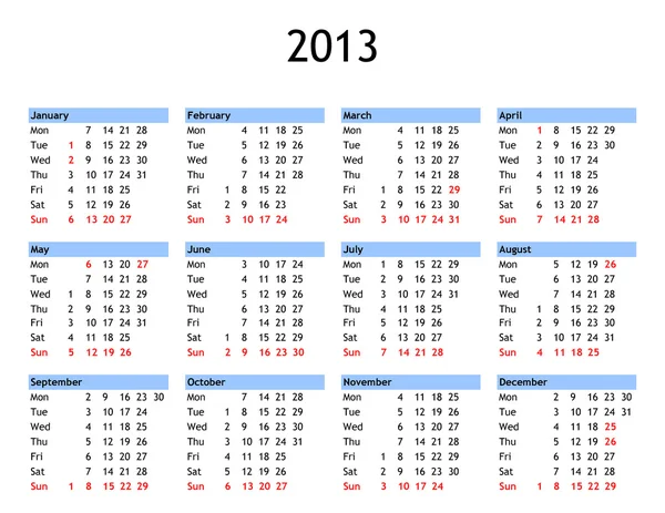 Year 2013 calendar — Stock Photo, Image