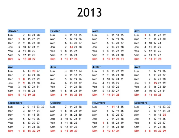 Jahr 2013 Kalender — Stockfoto
