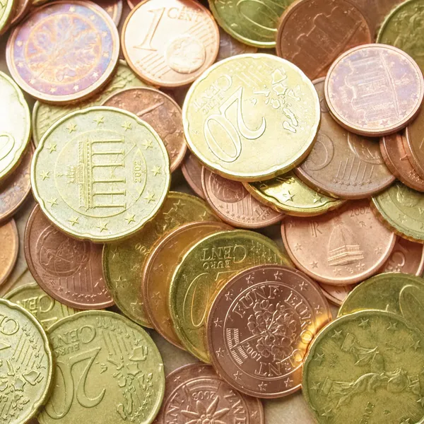 Fondo de monedas en euros — Foto de Stock