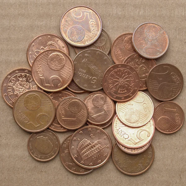 Monedas en euros —  Fotos de Stock