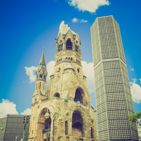 Retro look Ruins of bombed church, Berlin — Stock Photo, Image