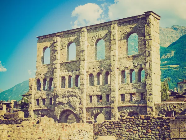 Retro look Roman Theatre Aosta — Stock Photo, Image