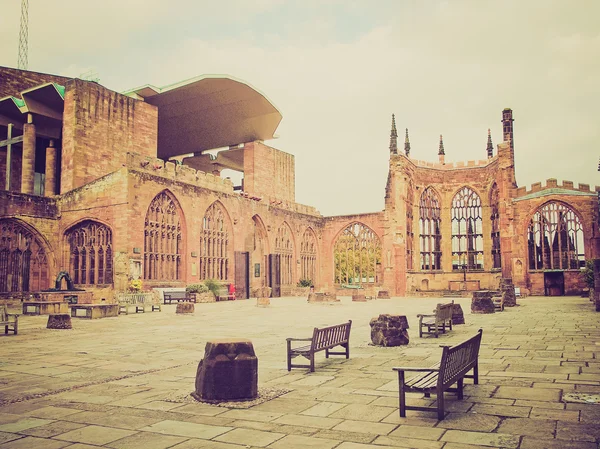 Aspetto retrò Coventry Cattedrale rovine — Foto Stock