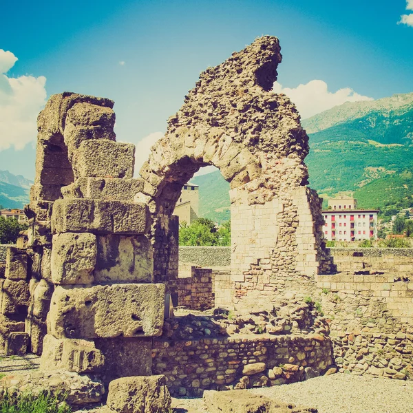 Retro look Roman Theatre Aosta — Stock Photo, Image
