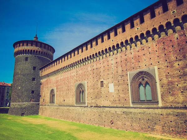 Retro look Castello Sforzesco, Milan — Stock Photo, Image
