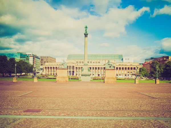 复古风格Schlossplatz (城堡广场)斯图加特 — 图库照片