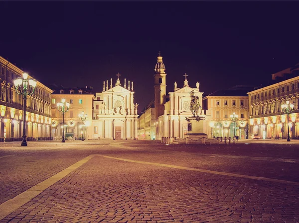 Retro vzhled Piazza San Carlo, Turín — Stock fotografie