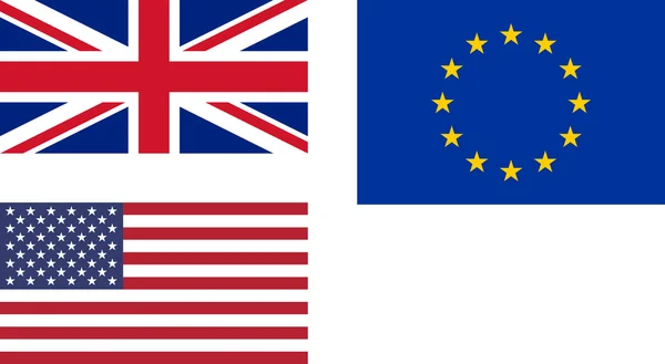Flags of UK EU USA — Stock Photo, Image