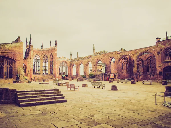 Aspetto retrò Coventry Cattedrale rovine — Foto Stock