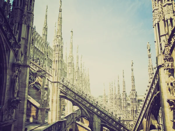 Retro wygląd Duomo, Mediolan — Zdjęcie stockowe