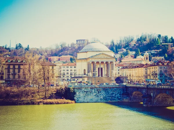 Retro look Gran Madre church, Turin — Stock Photo, Image