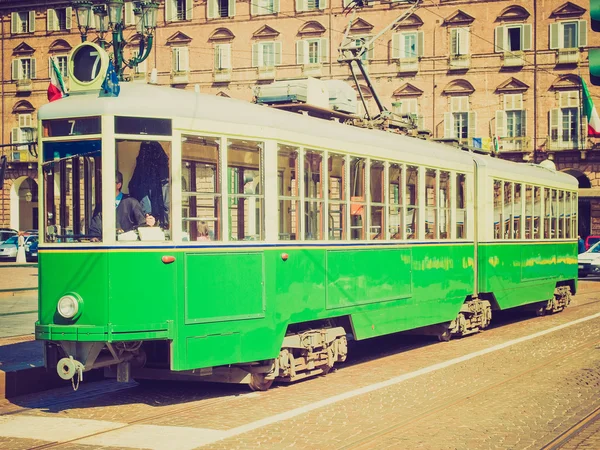 Retro look Tranvía antiguo en Turín —  Fotos de Stock