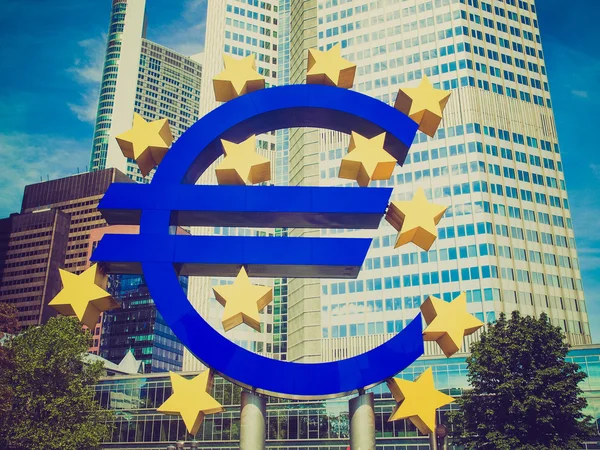 Retro look European Central Bank in Frankfurt — Stock Photo, Image