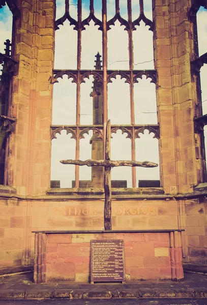 Retro look Coventry Cathedral ruins — Stock Photo, Image