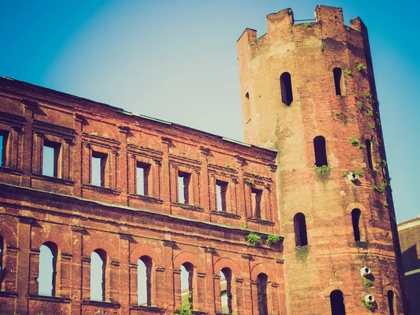 Retro görünüm Porte Palatine, Torino — Stok fotoğraf