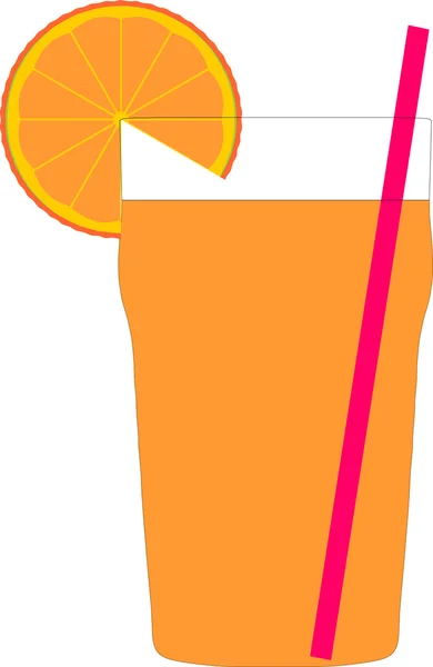 Glass of cocktail with orange slice and straw — Stock Photo, Image