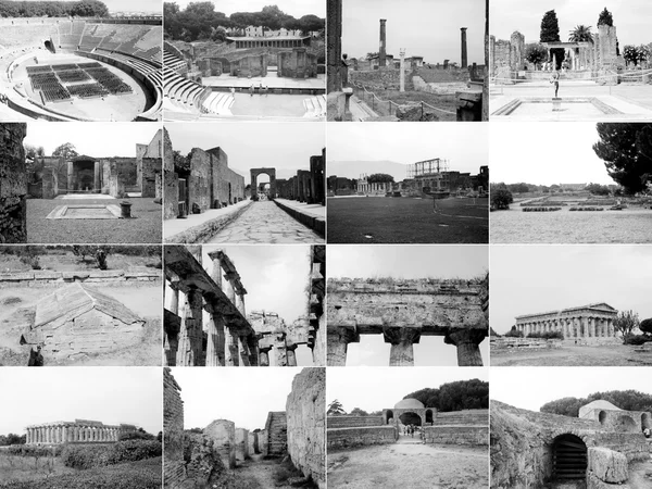 Pompeje paestum koláž — Stock fotografie