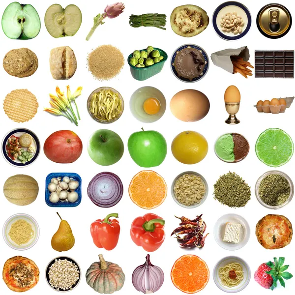 Collage de alimentos aislados — Foto de Stock