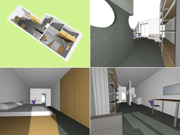 房子内部模型 — 图库照片