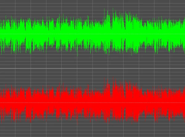 스테레오 사운드 웨이브의 왼쪽 및 오른쪽 채널 그래프 차트 — 스톡 사진