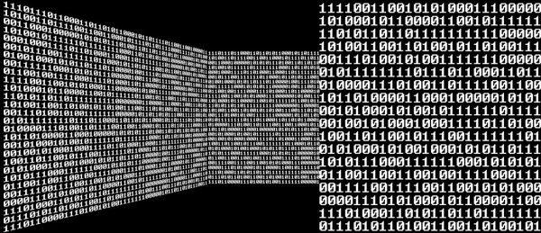 Digital room with binary numbers 0 and 1 — Stock Photo, Image