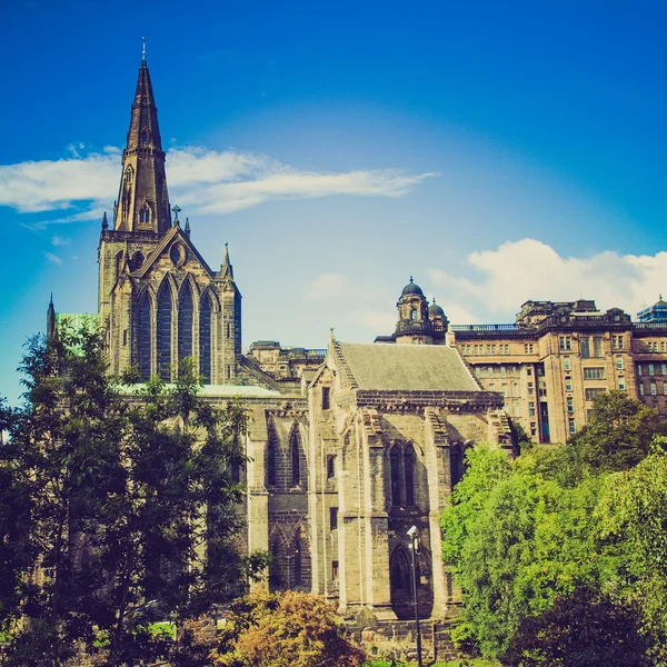 Retro olhando para a catedral de Glasgow — Fotografia de Stock