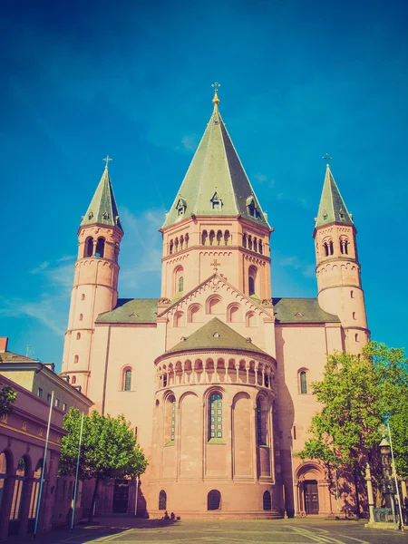 Retro wygląd Moguncja Katedra — Zdjęcie stockowe