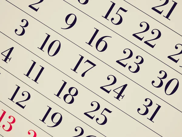Ретро вигляд календаря — стокове фото