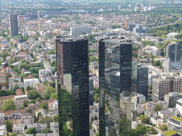 Aerial view of the city of Frankfurt am Main in Germany