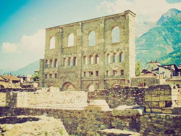 Retro look Roman Theatre Aosta — Stock Photo, Image