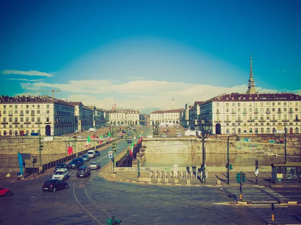 Retro look Piazza Vittorio, Turin — Stock Photo, Image