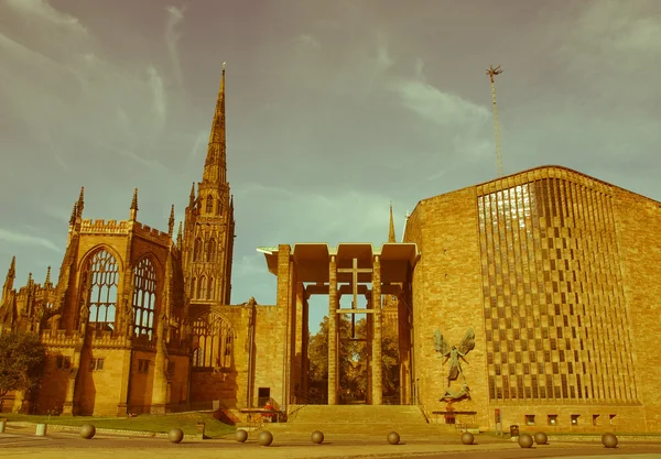 Catedral de Coventry com vista retro — Fotografia de Stock