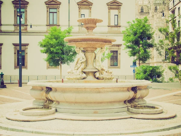 Retro look Piermarini Fountain, Milan — Stock Photo, Image
