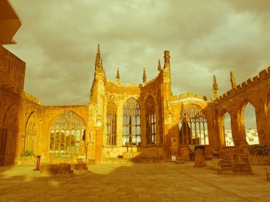 Coventry Katedrali görünümlü retro Harabeleri