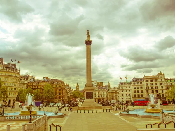 Retro looking Trafalgar Square, London — Stock Photo, Image