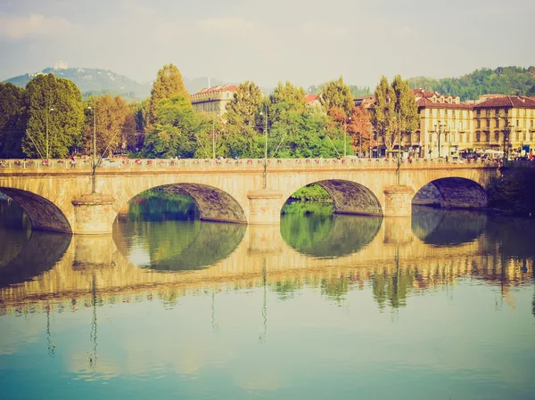 Retro-Look River Po, Turin — Stockfoto