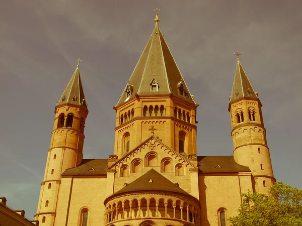 Retro looking Mainz Cathedral — Stock Photo, Image