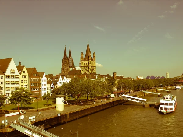 Retro olhando panorama Koeln — Fotografia de Stock