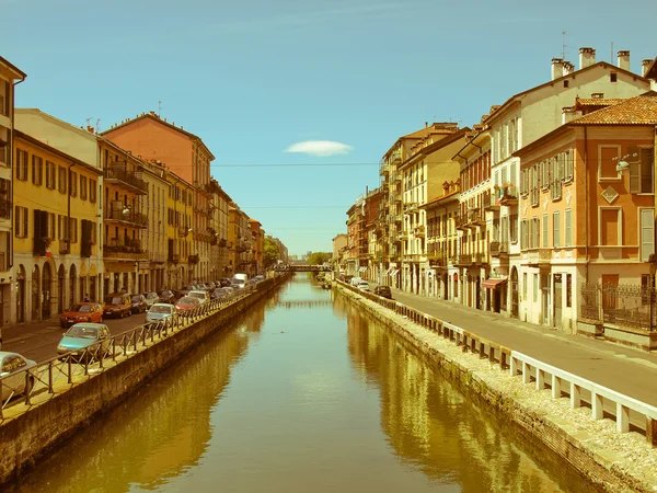 Retro patrząc naviglio grande, Mediolan — Zdjęcie stockowe