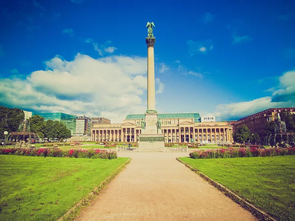 复古风格Schlossplatz (城堡广场)斯图加特 — 图库照片