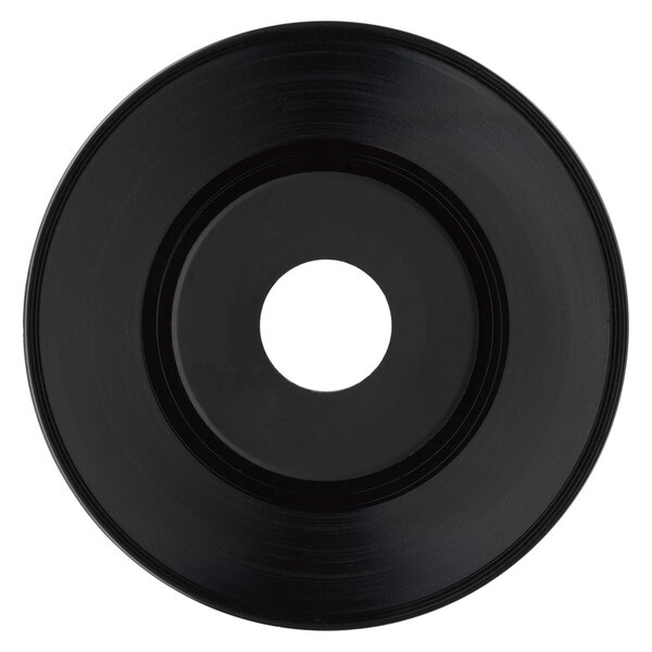 Vinyl record with black label isolated over white background