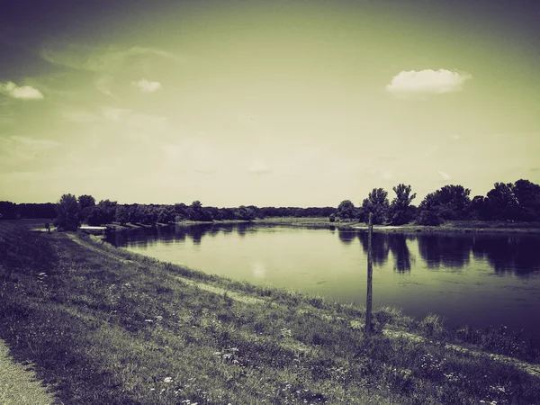 Vintage sepia River Elbe — Stock Photo, Image