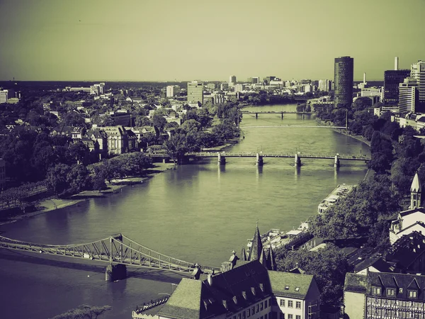 Vintage sépia vista aérea de Frankfurt — Fotografia de Stock