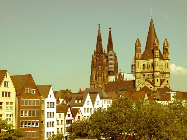 Retro görünümlü Köln dom — Stok fotoğraf