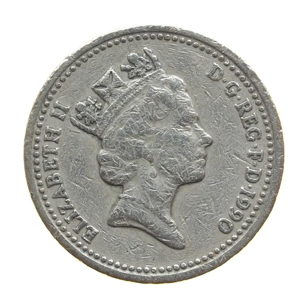 The Queen on One Pound coin — Stock Photo, Image