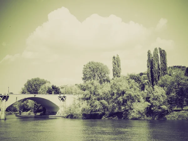 Sepia starodawny rzeki po Turyn — Zdjęcie stockowe