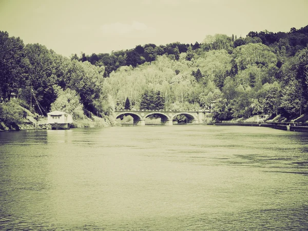 Vintage sépia rivière Po Turin — Photo