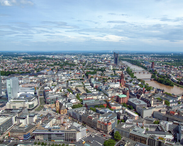 Aerial view of Frankfurt am Main in Germany